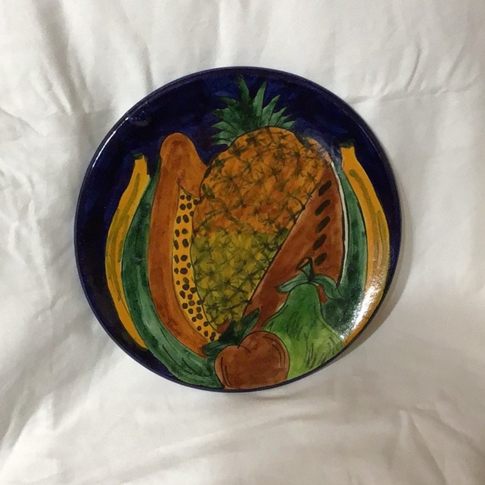 HAND PAINTED DECOR FRUIT PLATE MADE IN MEXICO